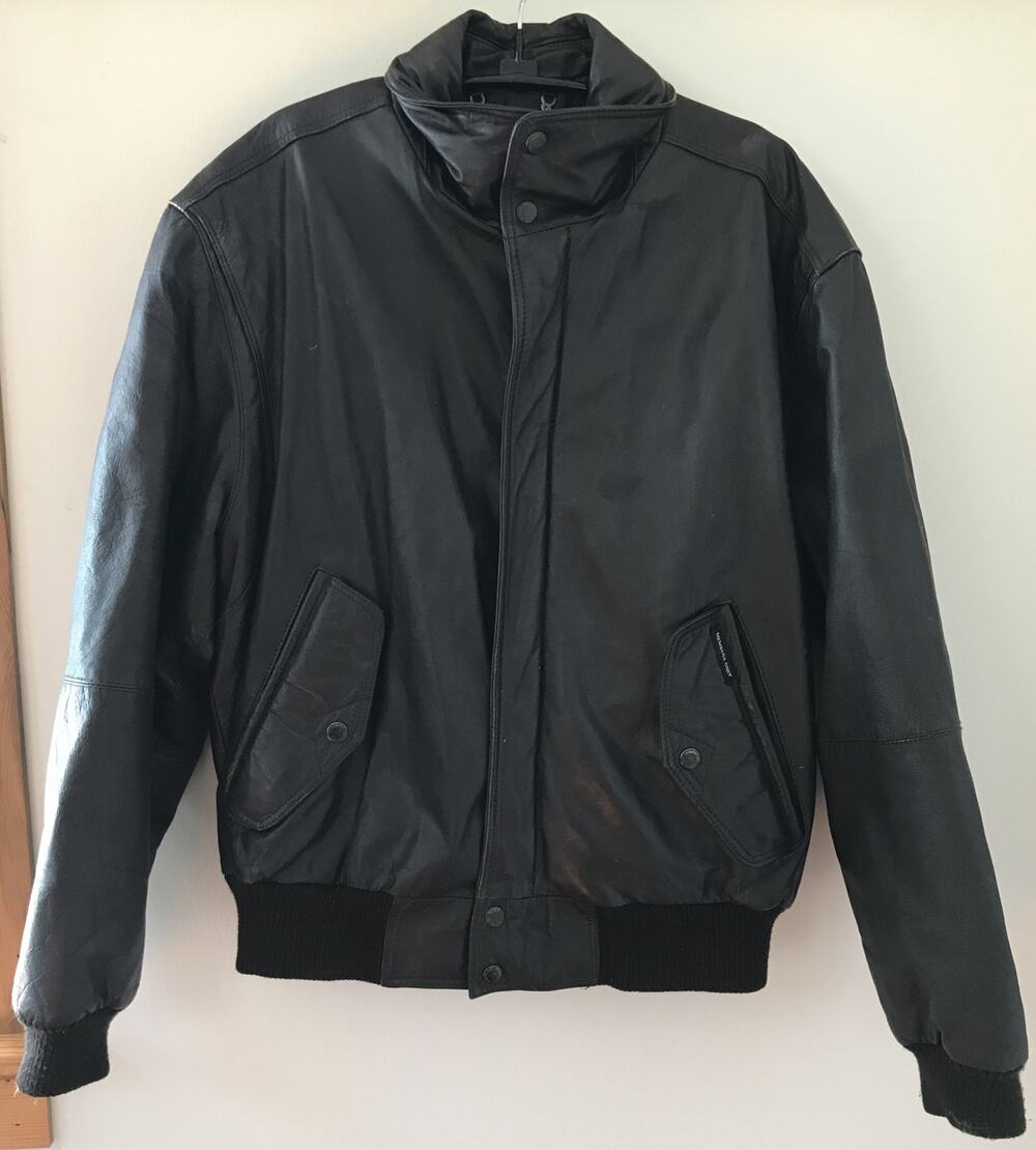 Vintage 80s Members Only Brown Leather Bomber Jacket Cafe Racer 40 48" Chest L